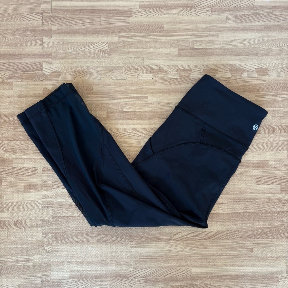 Lululemon Athletica Black Womens Leggings Mesh Yoga Workout Running Size 6